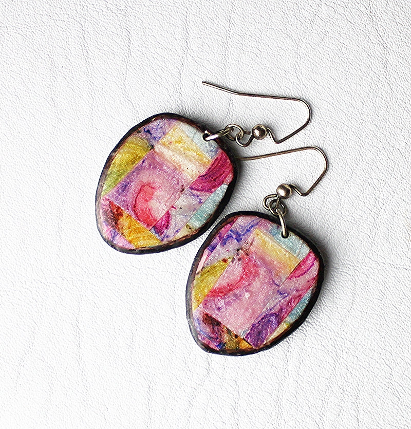 Abstract Painterly Oval Earrings
