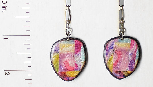 Abstract Painterly Oval Earrings