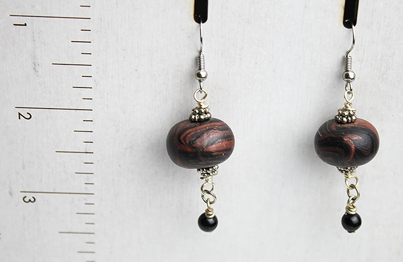 Faux Burl Wood Drop Earrings