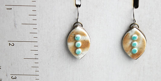 Three Button and Copper Marquise Earrings