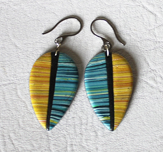 Striped Leaves in Yellow and Turquoise