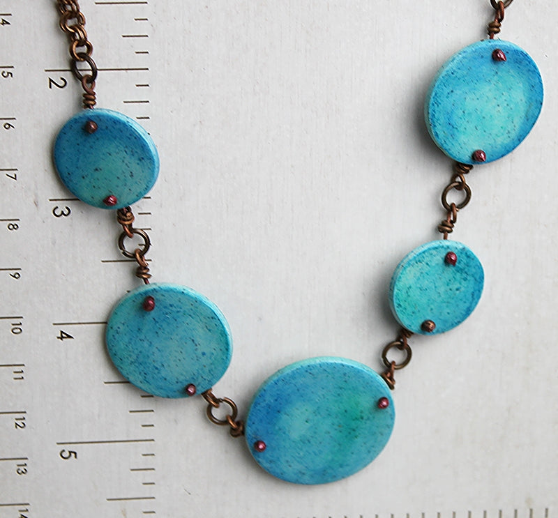 Rustic Turquoise Disc Statement Necklace