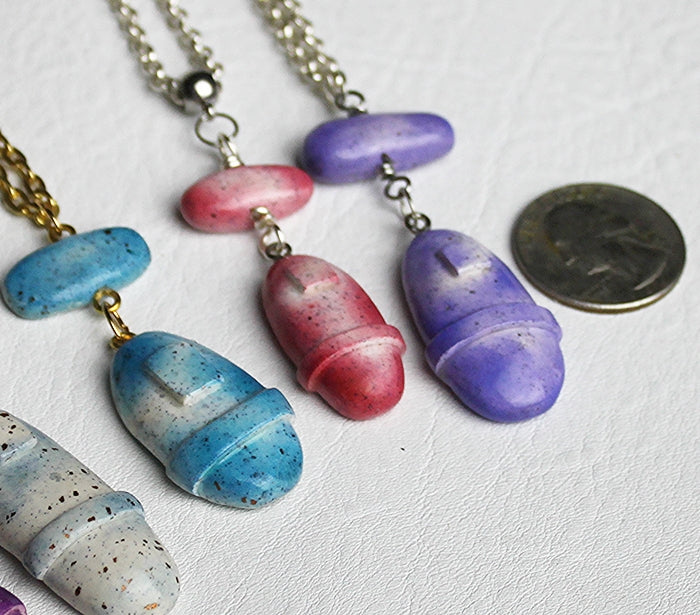Painted Moonrock Duo Pendant Necklace