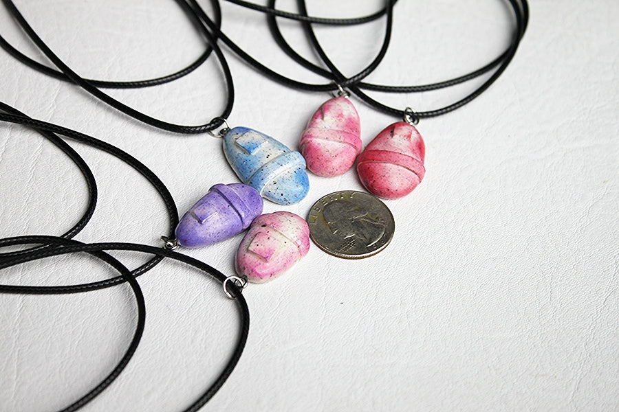 Painted Moonrock Solo Pendant Necklace on Cord