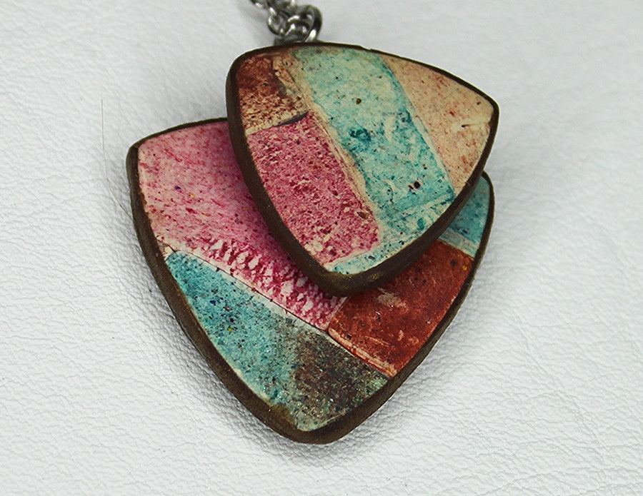 Autumnal Duo - Layered Triangles Pendant Necklace