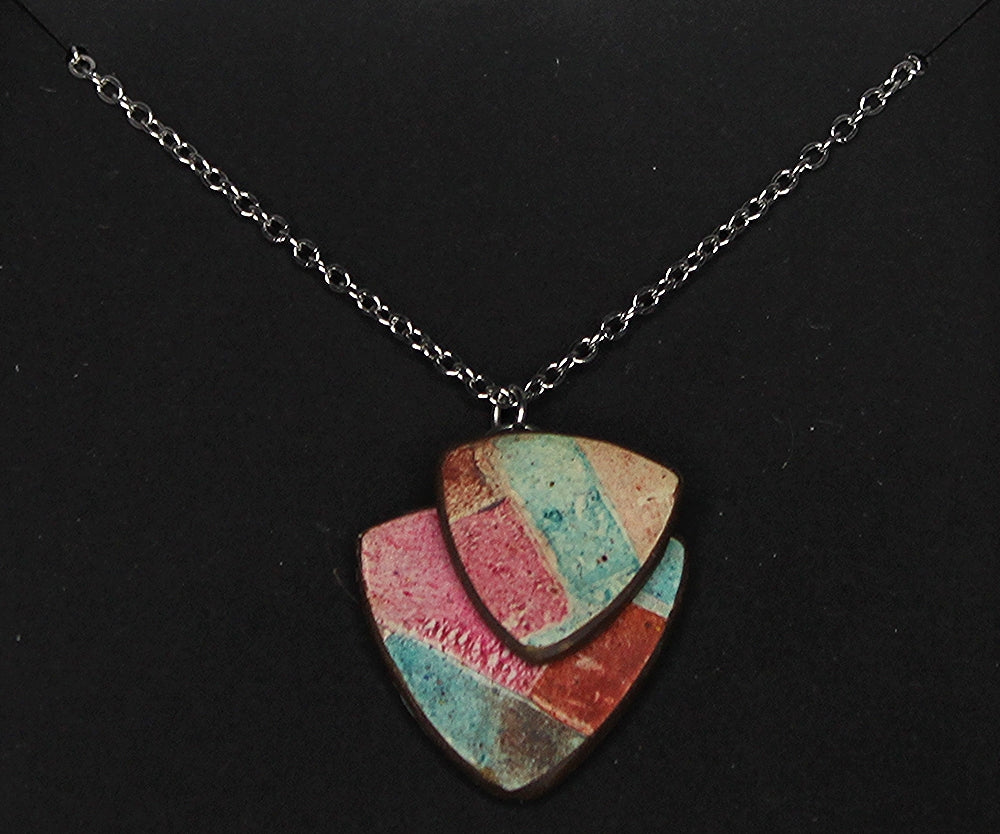 Autumnal Duo - Layered Triangles Pendant Necklace
