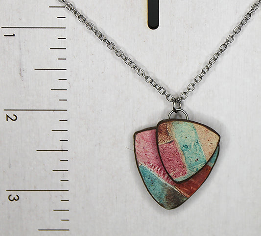 Autumnal Duo - Layered Triangles Pendant Necklace