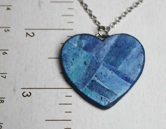 Denim Quilt Pendant Necklace