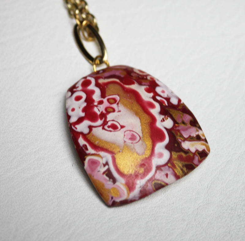 Gold Crimson Dreams Pendant Necklace