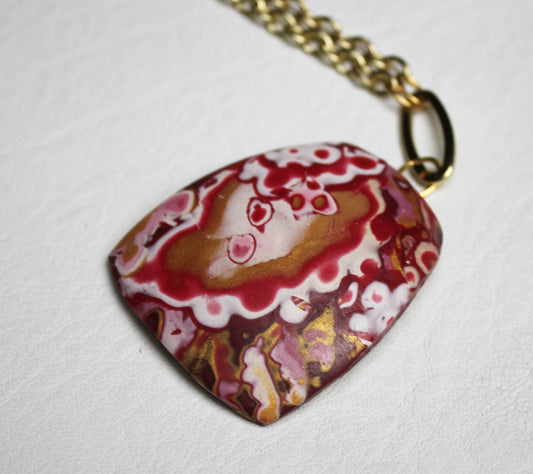 Gold Crimson Dreams Pendant Necklace