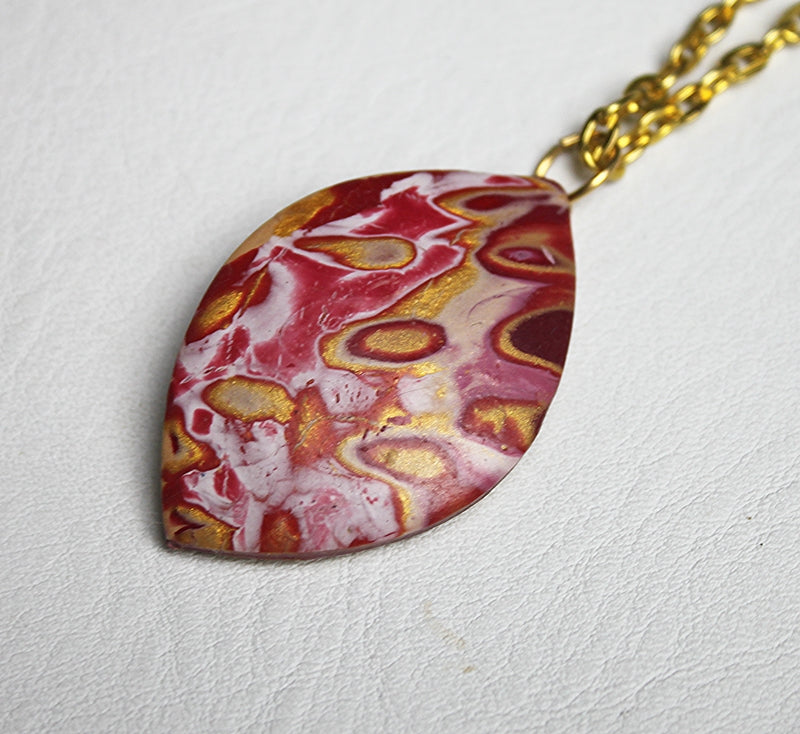 Golden Bubble and Spark Marquise Pendant