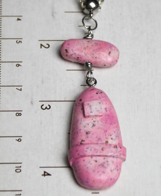 Pink Moonrock Duo Pendant Necklace