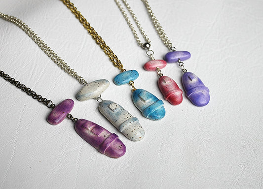 Painted Moonrock Duo Pendant Necklace