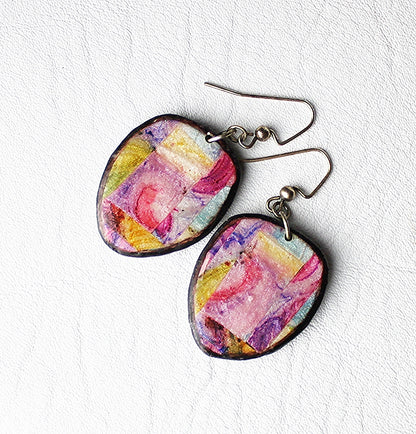 Abstract Painterly Oval Earrings