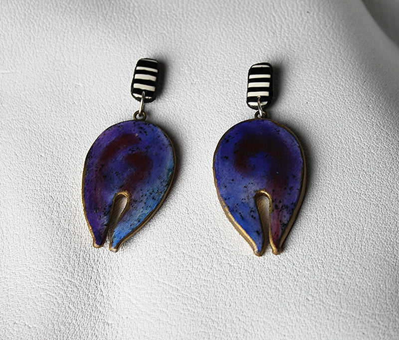 Indigo Tulip Drop Statement Earrings