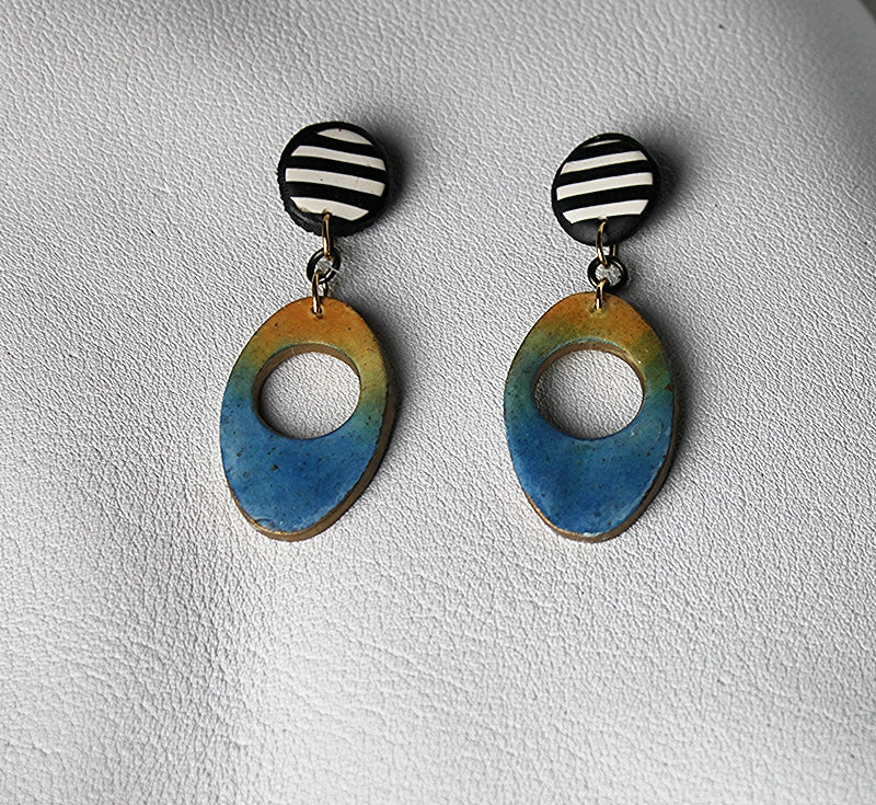 Ocean Gradient Oval Statement Earrings
