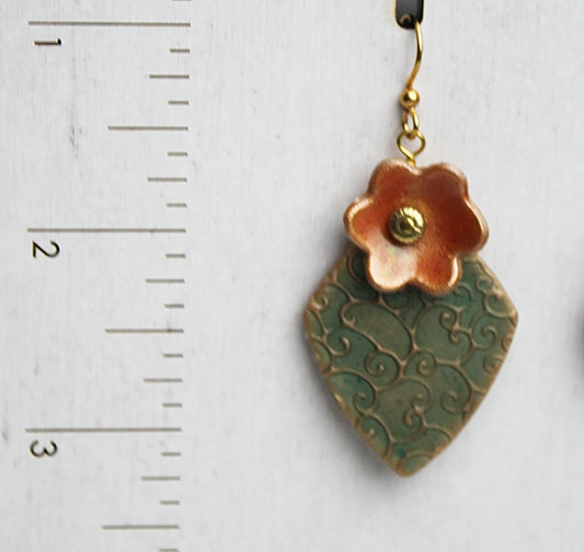 Faux Enamel Flower Drop Turquoise Earrings