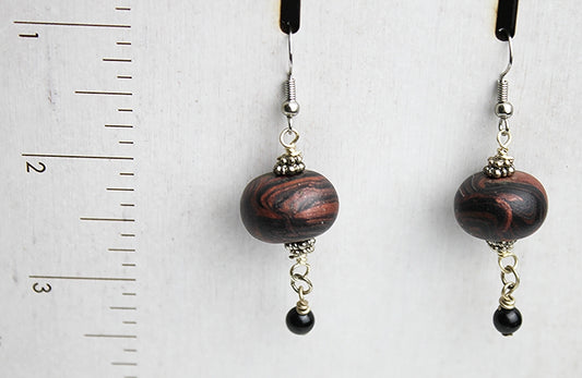 Faux Burl Wood Drop Earrings