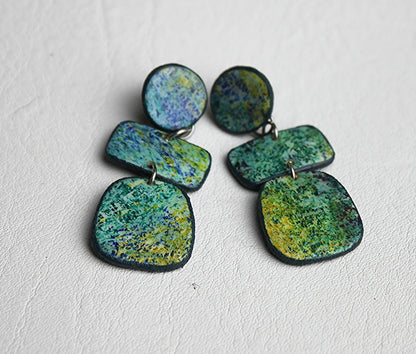 Blue and Green Color Splash Earrings.