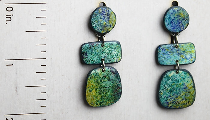 Blue and Green Color Splash Earrings.