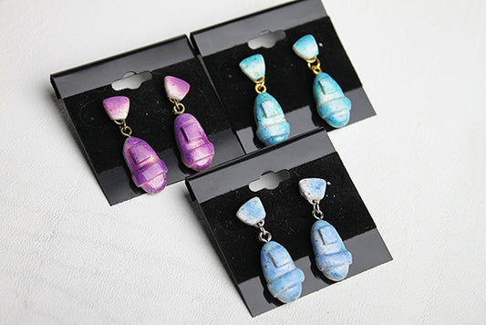 Painted Moonrock Stud Earrings