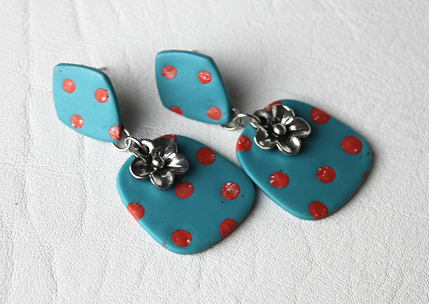 Vintage Polka Dot Statement Earrings