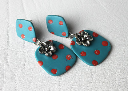 Vintage Polka Dot Statement Earrings