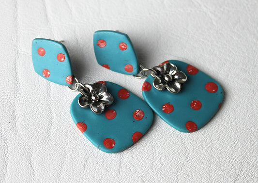 Vintage Polka Dot Statement Earrings