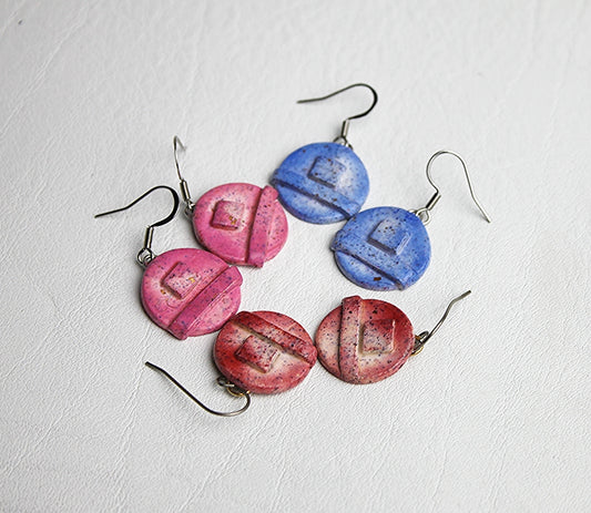 Round Painted Moonrock Earrings