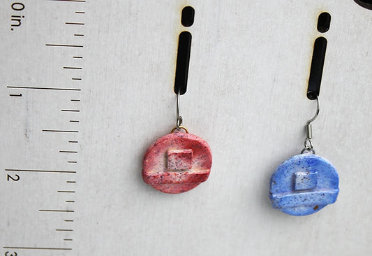 Round Painted Moonrock Earrings