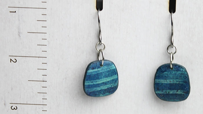 Small Stonewashed Stripes Trapezoid Earrings