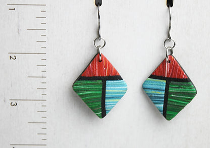 Tri Color Stripy Diamond Earrings
