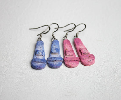 Tall Painted Moonrock Drop Earrings