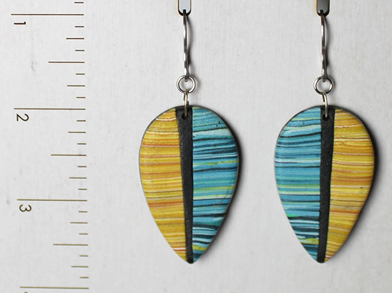 Striped Leaves in Yellow and Turquoise