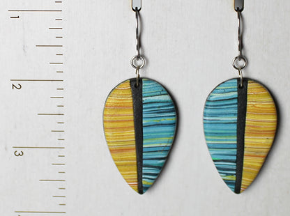 Striped Leaves in Yellow and Turquoise