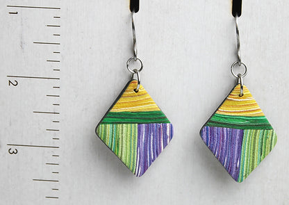 Tri Color Stripy Diamond Earrings