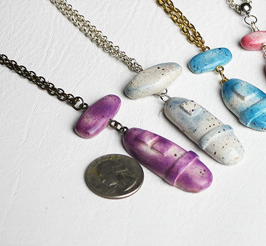 Painted Moonrock Duo Pendant Necklace