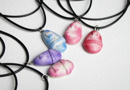 Painted Moonrock Solo Pendant Necklace on Cord