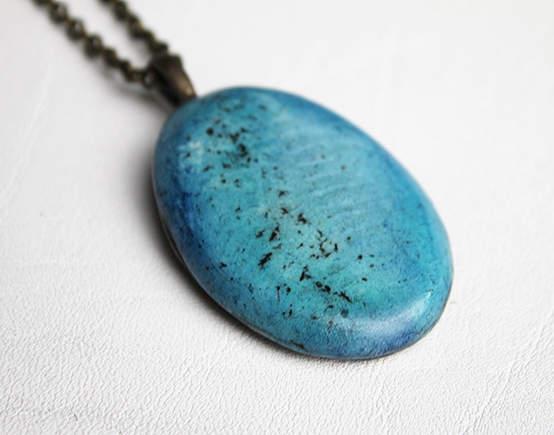 Blue Concrete Pendant Necklace