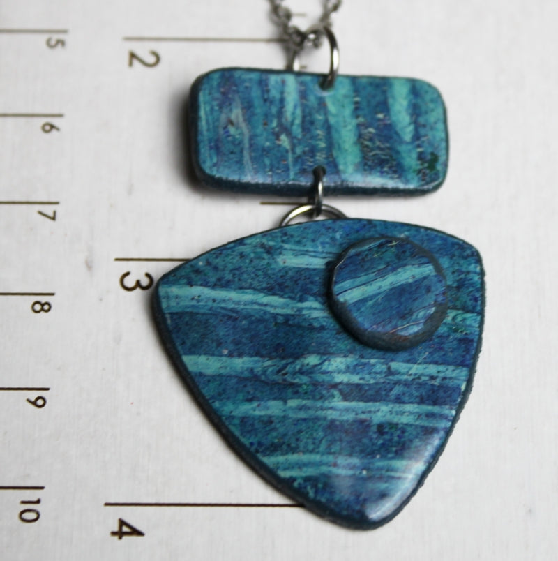 Blue Directions Duo Pendant Necklace