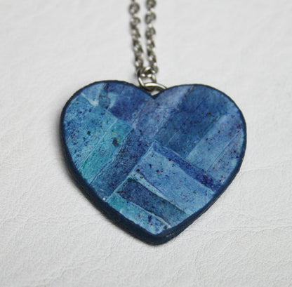 Denim Quilt Pendant Necklace