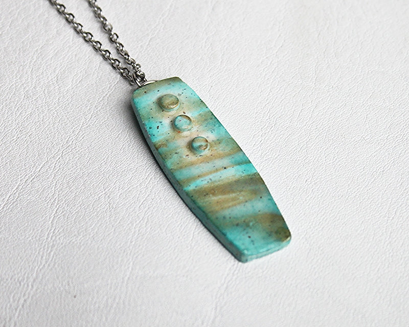 Three Button Pendant in Turquoise and Copper