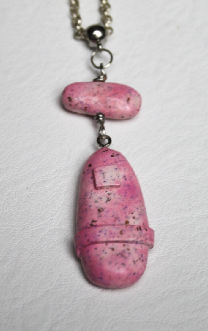 Pink Moonrock Duo Pendant Necklace