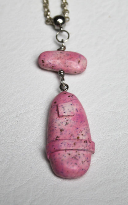 Pink Moonrock Duo Pendant Necklace